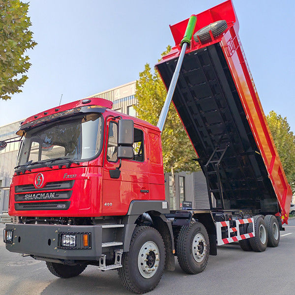 12 전진 번호 샤크만 8X4 F3000 무거운 기계용 덤프 트럭 평면 캐비